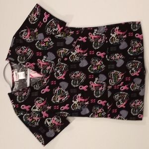 New with tags breast cancer ribbon scrub top.